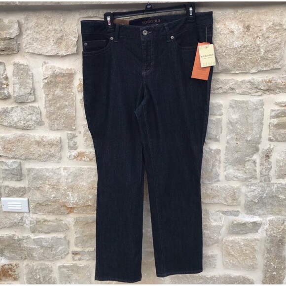 NWT-Women’s sz 14 Short Modern Fit Straight Leg Jeans in Dark Denim by Sonoma - Picture 5 of 5